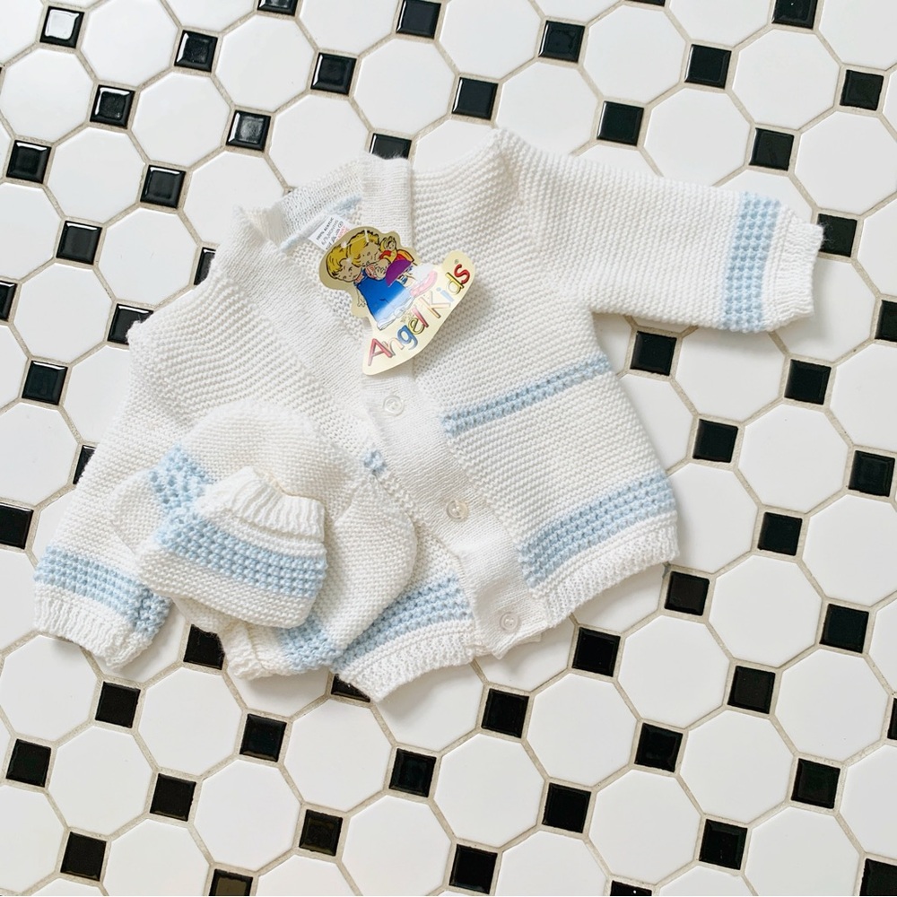 NWT Angel Kids Baptism Christening White and Blue Baby Matching Set 6-9 months
